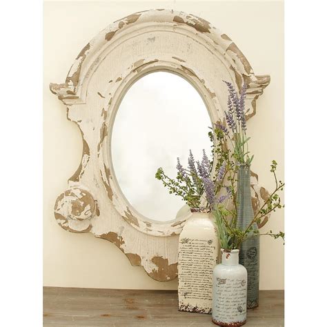 Litton Lane 43 In X 35 In Scalloped Shabby Chic Framed Wall Mirror