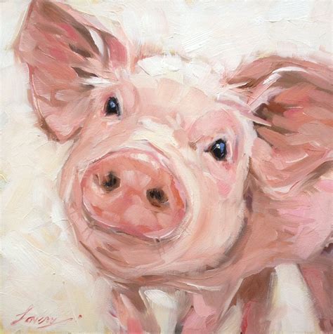 6x6 Inch Impressionistic Pig Painting Original Oil Painting Of A Sweet