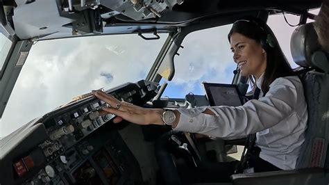 Beautiful Female Pilot Take Off And Landing Her Boeing B