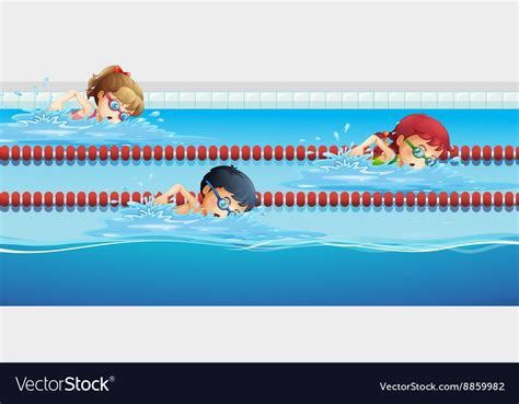 Swimmers Racing In The Pool Royalty Free Vector Image