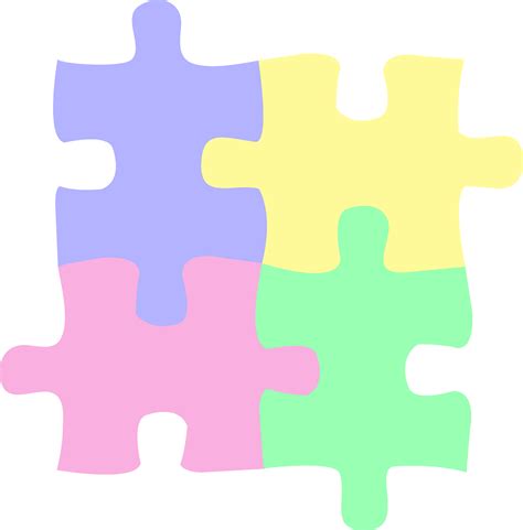 Four Pastel Colored Puzzle Pieces Free Clip Art