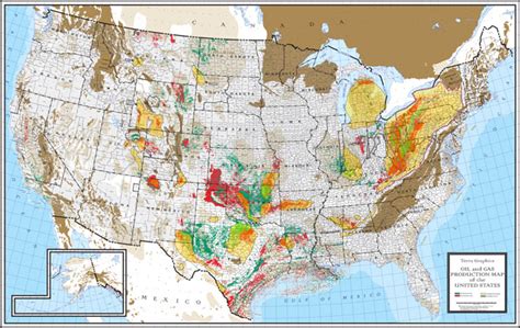 Usa Oil And Gas Production Showing Shale Gas Areas 27″ X 41″ Terra Graphics