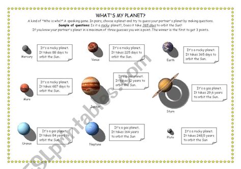Planets Solar System Esl Worksheet By Nistamaris2002