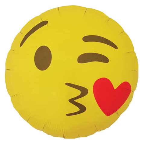 Emoji Kissing Heart Round Foil Helium Balloon 46cm 18inch Partyrama