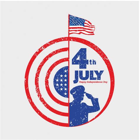Premium Vector An Army Man Salute To Us Flag On Independence Day On