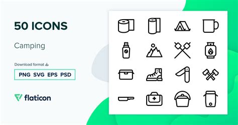 Pack De Iconos Camping Lineal 50 Iconos SVG