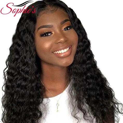 Sophies Deep Wave 4 4 Lace Closure Human Hair Wigs For Black Women Pre Plucked Hairline With
