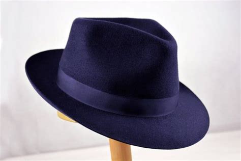Fedora The Diplomat Navy Blue Fedora Hat For Men Mens Etsy Fedora