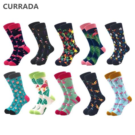 10pairslot Brand Men Happy Socks Quality Combed Cotton Colorful Funny Sock Hot Sale Fashion