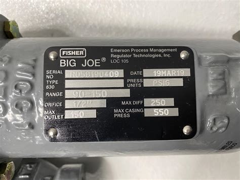 Fisher Big Joe Type 630 Pressure Regulator 1 Npt 12 Orifice 630
