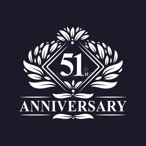 Luxury 51st Birthday Logo 51 Years Celebration Stock Vector