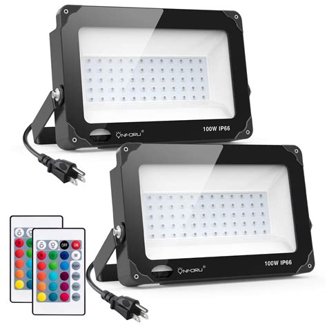 Onforu 2 Pack 100w Rgb Led Flood Lights With Remote Control Ip66