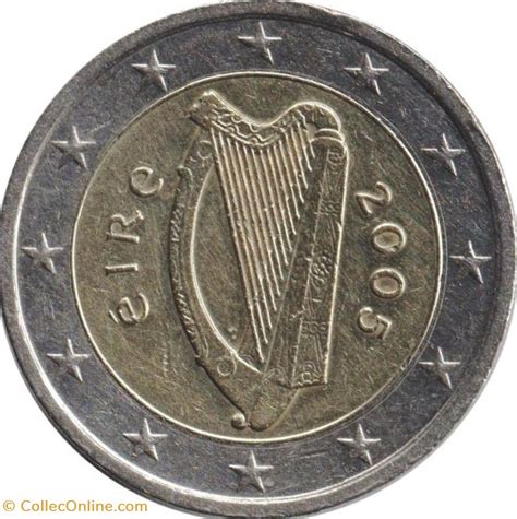 2 Euros 2002 Monedas Irlanda Canto Ranurado Canto Insertado