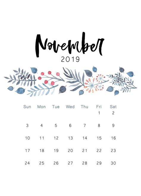 Floral November 2019 Calendar Cute Wallpaper Pink Designs Calendar
