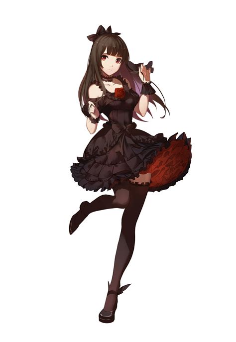 Download 2700x3914 Anime Girl Gothic Black Dress Brown