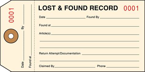Lost And Found Tag With Numbering Qty Of 1000