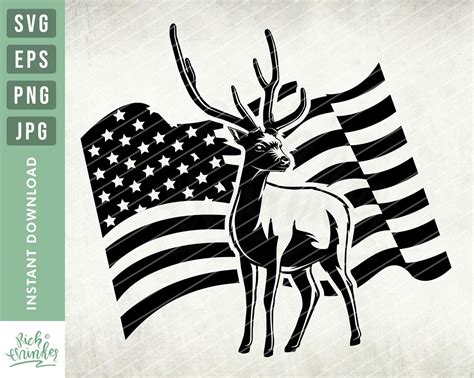 Deer Hunt Flag Svg Deer Distressed Flag Svg Deer Flag Svg Deer Svg