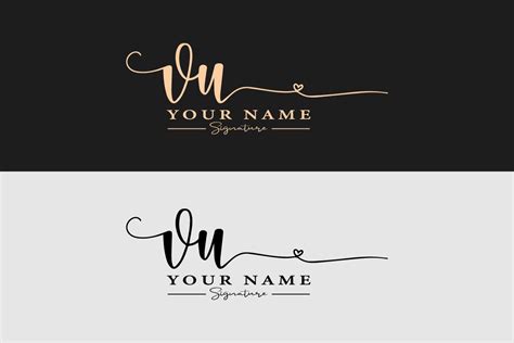 Vu Initial Letter Signature Luxury Logo Illustration Par
