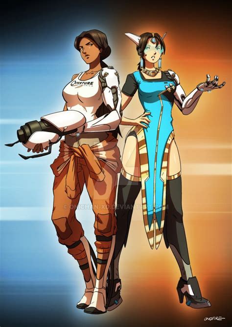 Ow Symmetra And Chell By Onichan On Deviantart