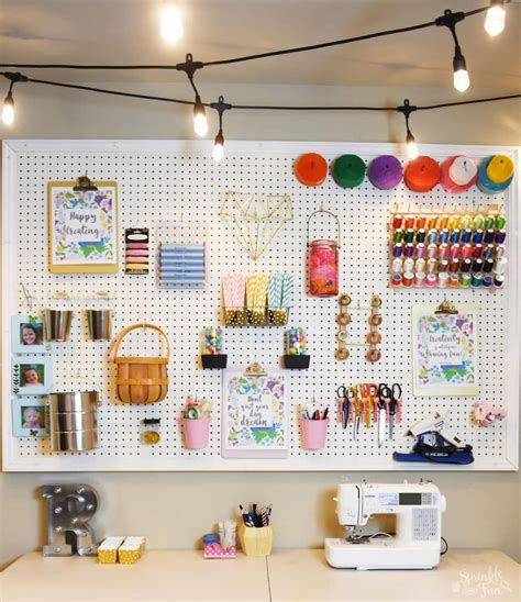 4 brightness levels, 3,000 lux at 30 cm, 1,065 lumens, brushed steel finish. Craft Room Makeover with Café Lights ⋆ Sprinkle Some Fun ...