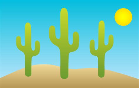 Desert Scene With Saguaro Cacti Free Clip Art