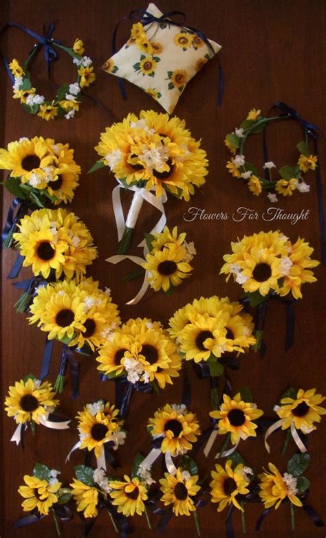 The french bouquet blog inspiring wedding. Sunflower Bouquet Package with Yellow Blue Silk Wedding ...