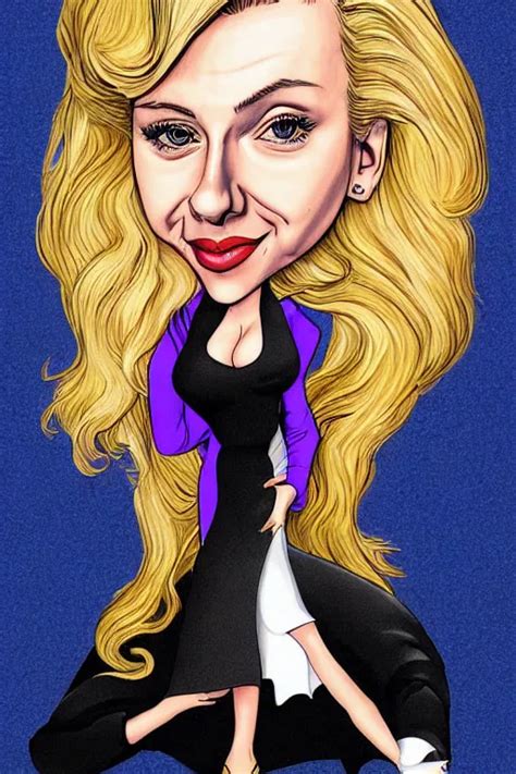 Funny Caricature Of Scarlett Johansson Cartoon By Stable Diffusion