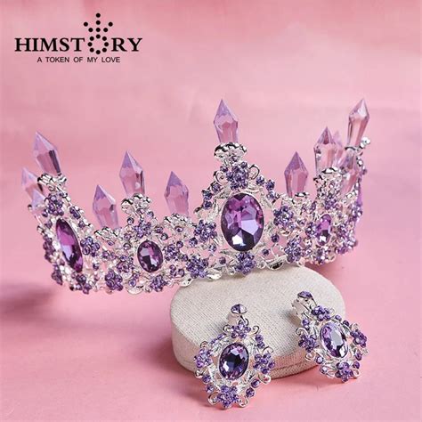 Tiara De Corona De Princesa De Cristal Púrpura Para Novia Accesorios