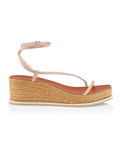 Jimmy Choo Leather Drive Ankle Strap Espadrille Wedge Sandals In Pink