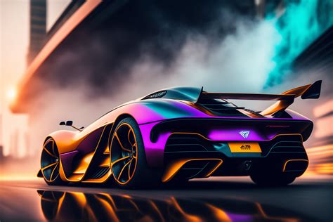 Lexica Hypercars Cyberpunk Muted Colors Swirling Color Smokes
