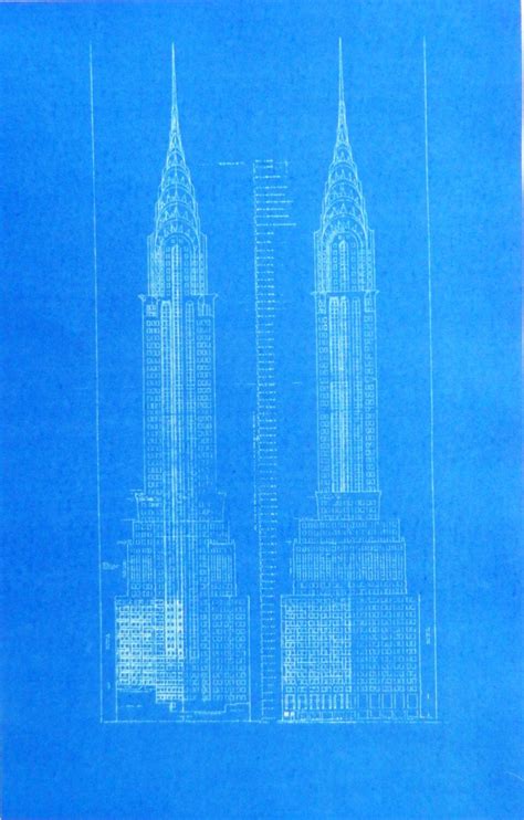 New York Chrysler Building Blueprint By Blueprintplace2 On Etsy
