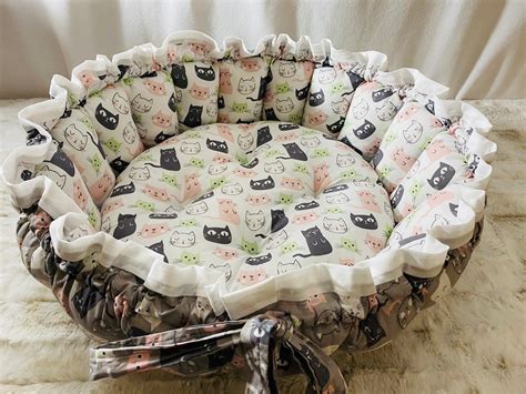 Cat Pattern Washable Pet Bed Kitten Bed Puppy Bed Homemade Etsy