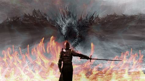 Warrior Dragon Fire Sword Battle Monster Anime Wallpapers Hd Desktop And Mobile Backgrounds