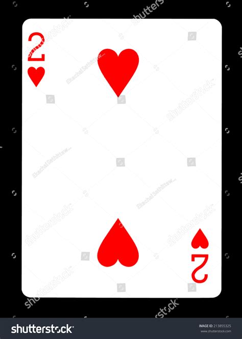Two Of Hearts Playing Card Isolated On Black Background Stock Photo