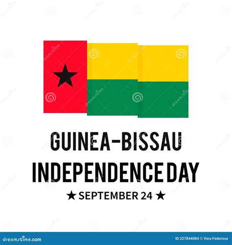 Guinea Bissau Independence Day Lettering With Flag National Holiday