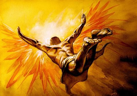 Painting Of Icarus Flying To Close To The Sun By Carter Strubbe
