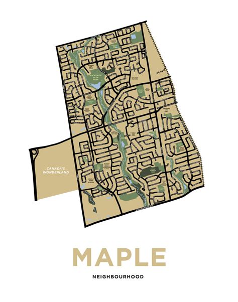 Maple Neighbourhood Map Print Vaughan Ontario Jelly Brothers