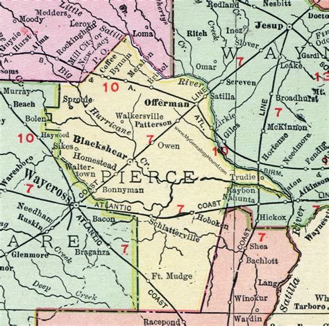 Pierce County Georgia 1911 Map Blackshear Patterson Offerman
