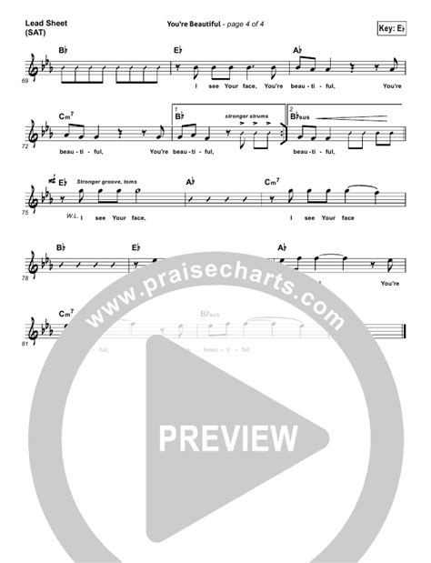 Youre Beautiful Lead Sheet And Pianovocal Phil Wickham Praisecharts