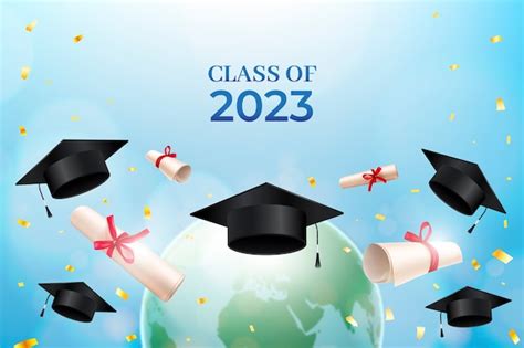 Free Vector Realistic Background For Class Of 2023 Graduation