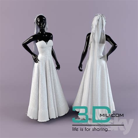 14. Wedding Dress - 3DMili 2024 - Download 3D Model - Free 3D Models