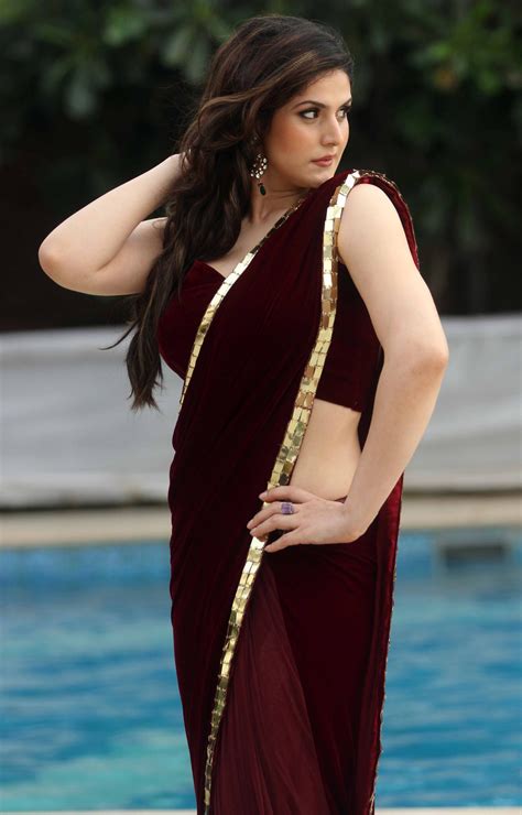Zarine Khan Hot Photos In Red Saree At Indian Wedding Lounge Event Hot Blog Photos