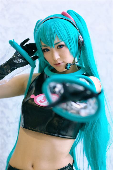 Aira Aqua Hair Cosplay Croptop Elbow Gloves Gloves Hatsune Miku Headset