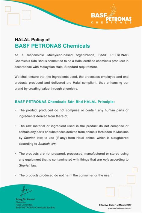 Since its establishment, basf (malaysia) sdn bhd has been expanding its presence in the country through acquisition of businesses from various industries including degussa construction chemicals malaysia, cognis (malaysia) sdn bhd and ciba. Halal Certificate | BASF PETRONAS Chemicals Sdn. Bhd.