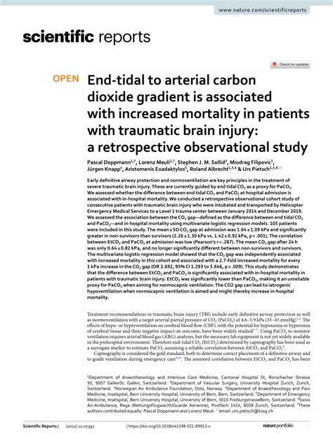 Pdf End‑tidal To Arterial Carbon Dioxide Gradient Is Associated With