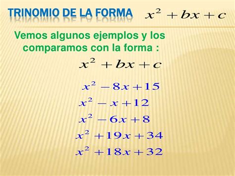 Factorizacion De Trinomios De La Forma X Bx C