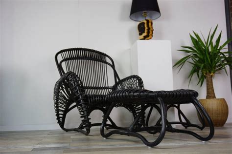 Save 15% in cart on select furniture with code july. Black Rattan Set of Armchair with Ottoman and Side Table ...