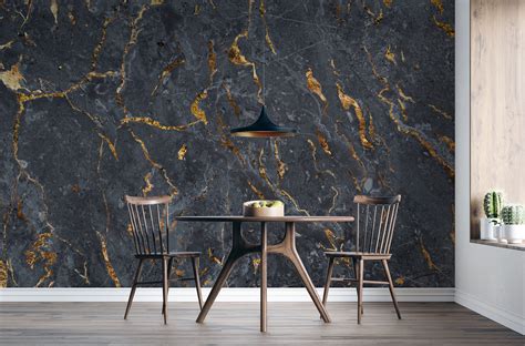 Black Marble Peel And Stick Wallpaper Etsy