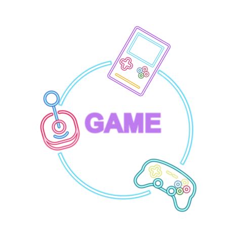 Neon Games Vector Png Images Neon Game Icons Vector Design Game Icons