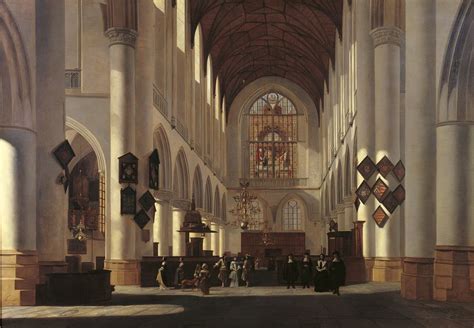 Interior Of The Church Of St Bavo In Haarlem Looking West Painting